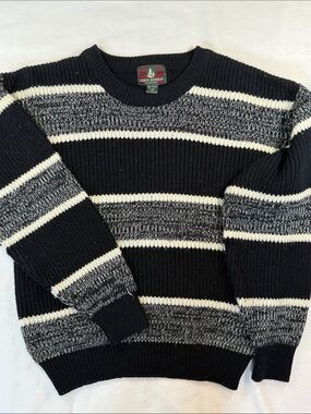 High Sierra Mervyns Vintage 90s Striped Knit Crewneck Sweater Black M